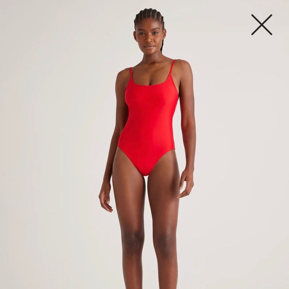 Quince Italian Cami One Piece Swimsuit in Red Size Large